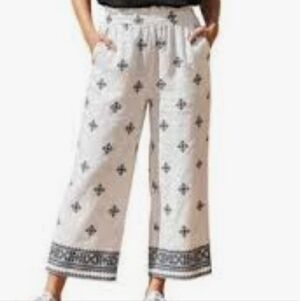 House Of Harlow 1960 Cream And Black Embroidered Pants Size Small